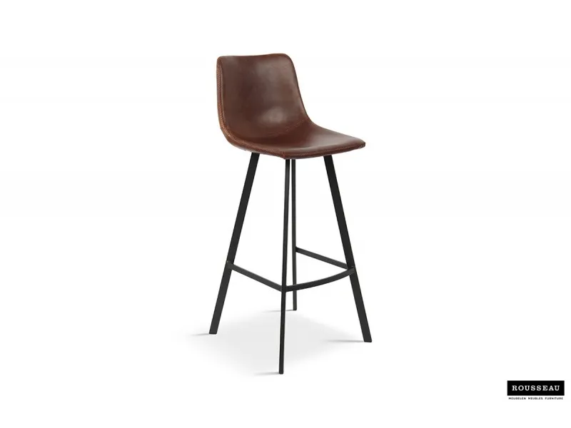 Tabouret de bar design en similicuir coloris marron