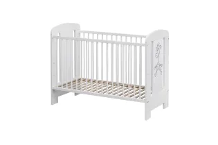 Lit bébé 60x120 cm hêtre massif réglable coloris blanc 2