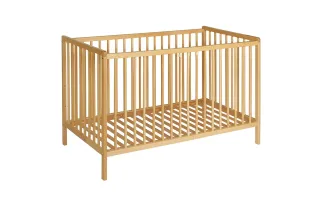 Lit bébé 60x120 cm hêtre massif réglable coloris bois