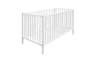 Lit bébé 60x120 cm hêtre massif réglable coloris blanc 2