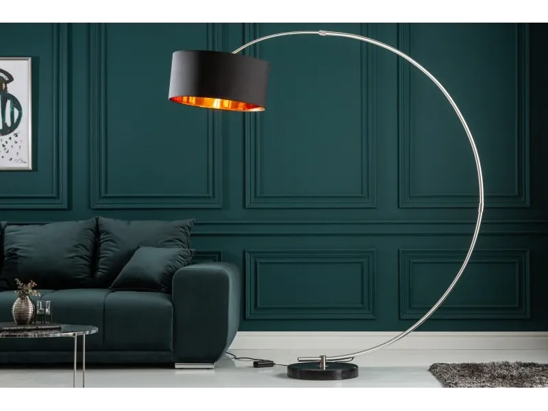 Lampadaire de 180cm extensible en arc  noir et or