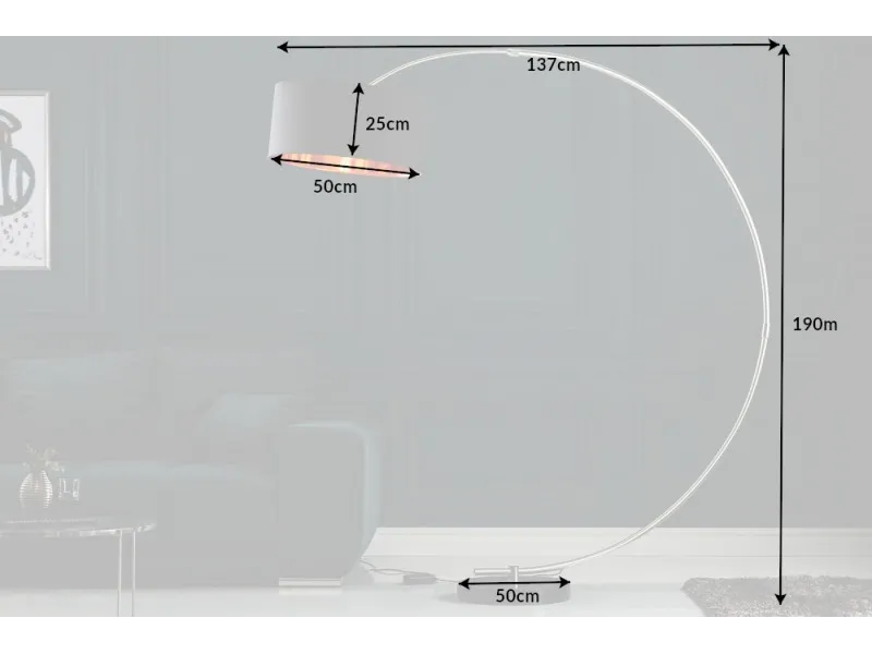 Lampadaire de 180cm extensible en arc  noir et or