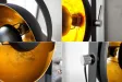 Ensemble de 3 lampadaires en acier inoxydable coloris noir et or