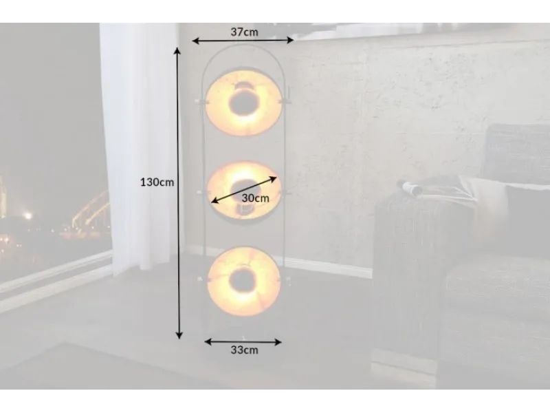 Ensemble de 3 lampadaires en acier inoxydable coloris noir et or