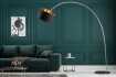 Lampadaire design en métal noir avec abat-jour noir et doré