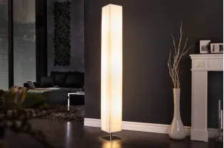 Lampadaire rectangulaire 160cm en tissu de latex plissé blanc