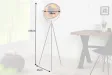 Lampadaire trépied design en acier inoxydable et en aluminium coloris noir et or
