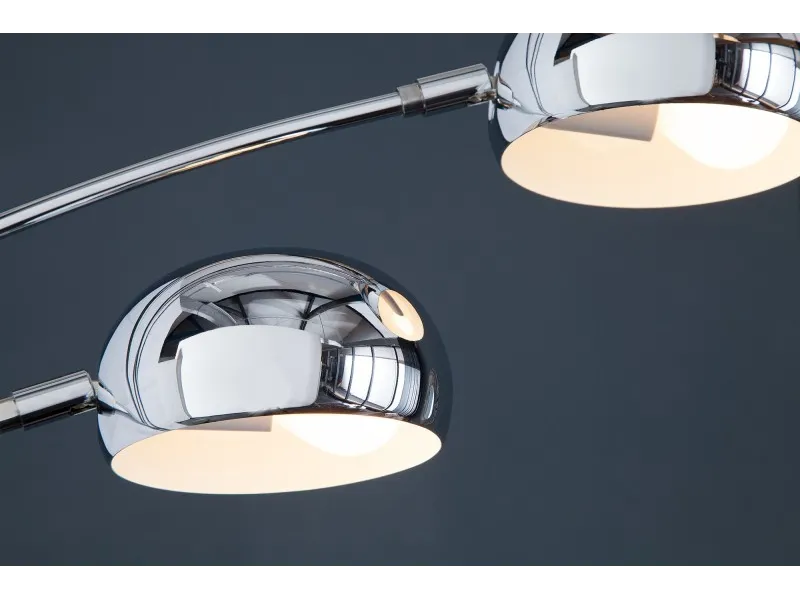 Lampadaire design spot à 5 lampes en métal argenté