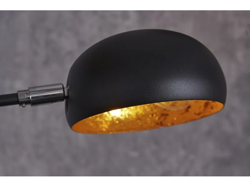 Lampadaire sur pied design arc 5 boules en métal teinté noir et doré