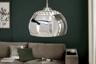 Lampe suspendue design boule en acier chromé 2