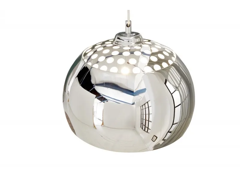 Lampe suspendue design boule en acier chromé