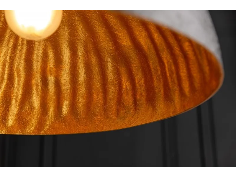 Lampe suspendue 50 cm design GLOW en fibre de verre coloris noir et or