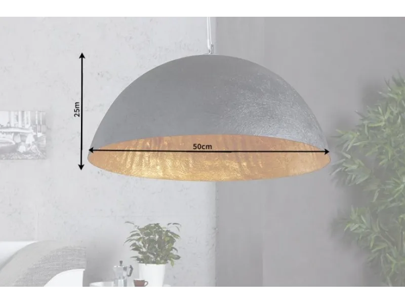 Lampe suspendue 50 cm design GLOW en fibre de verre coloris noir et or