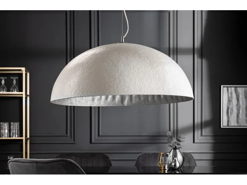 Lampe suspendue 70 cm design en fibre de verre blanc