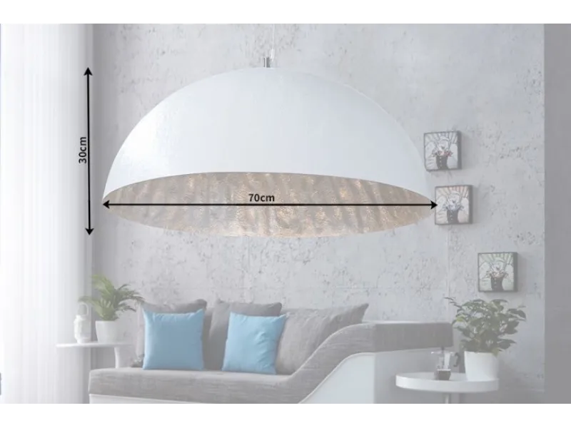 Lampe suspendue 70 cm design en fibre de verre blanc