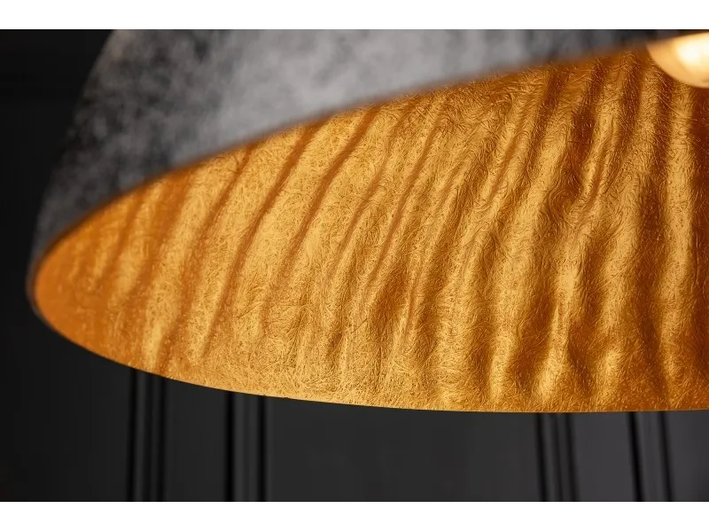 Lampe suspendue 70 cm design GLOW en fibre de verre coloris noir et or