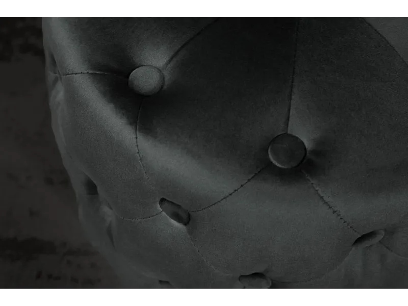 Tabouret Capitonné en Velours Noir avec socle Doré Chesterfield Design