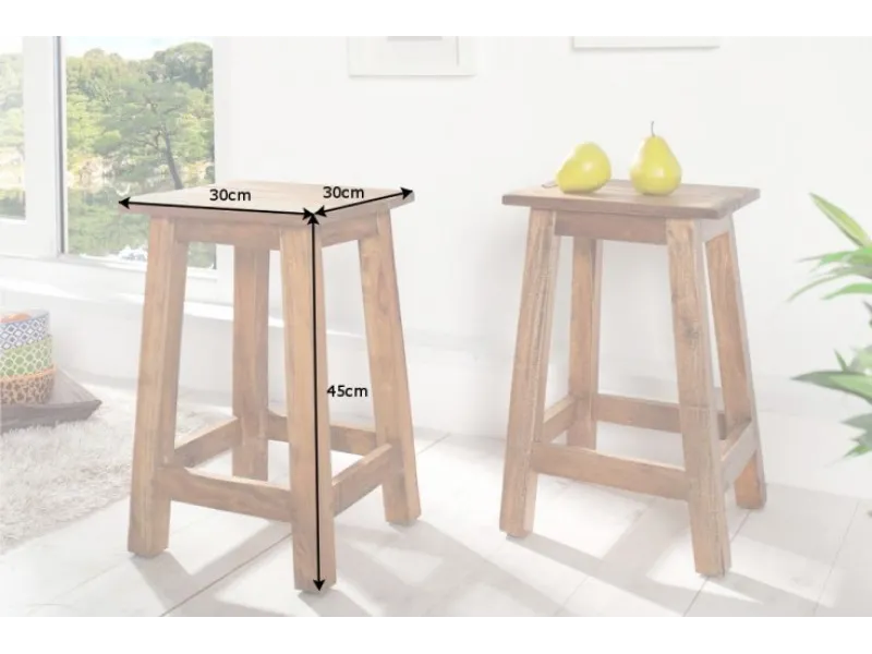 Tabouret design de 45cm en bois massif recyclé