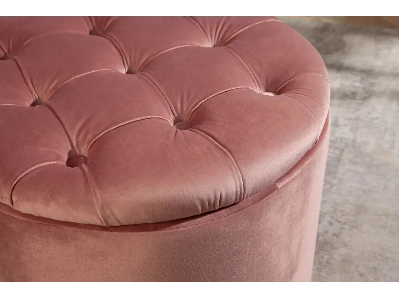 Pouf design baroque en velours coloris vieux rose
