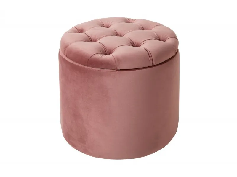Pouf design baroque en velours coloris vieux rose
