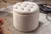 Pouf design baroque en velours coloris beige