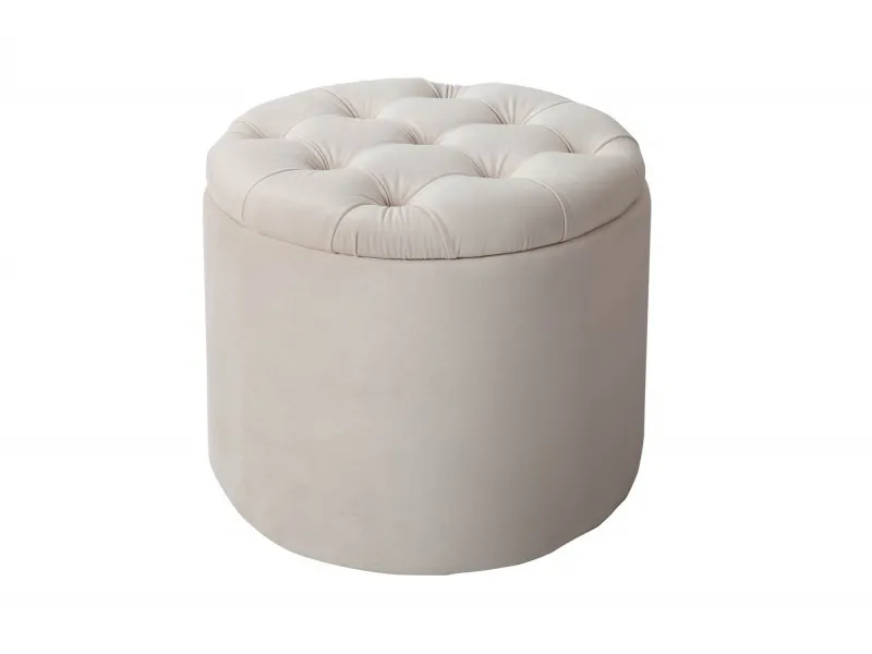 Pouf design baroque en velours coloris beige