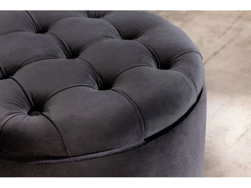 Pouf design baroque en velours coloris noir