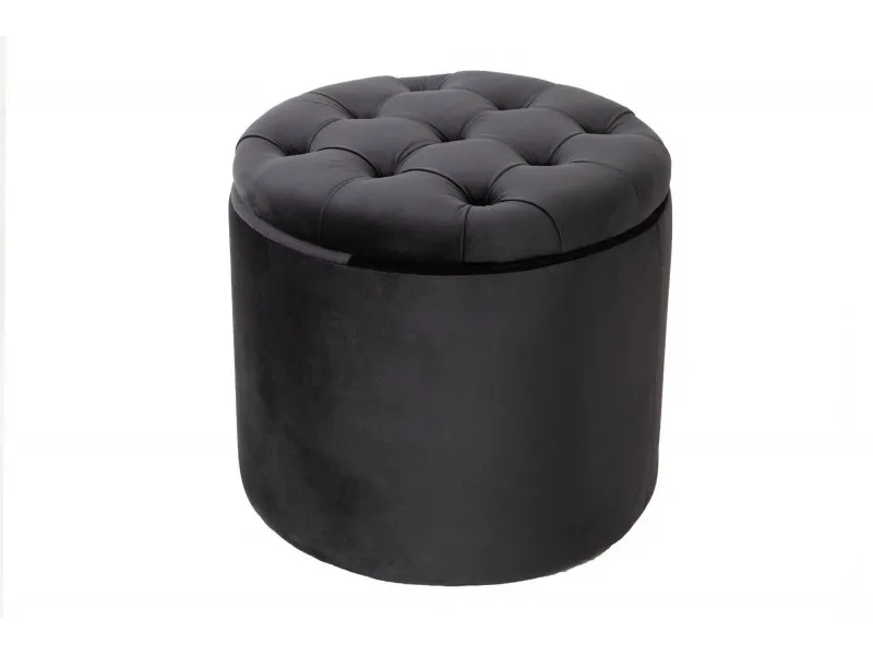 Pouf design baroque en velours coloris noir