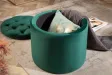 Pouf design baroque en velours coloris vert