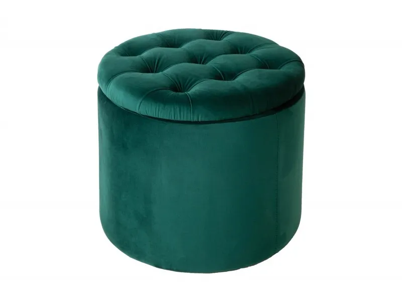 Pouf design baroque en velours coloris vert