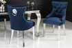Lot de 2 Chaises de château en velours bleu roi en acier inoxydable, tête de lion