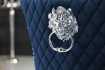 Lot de 2 Chaises de château en velours bleu roi en acier inoxydable, tête de lion