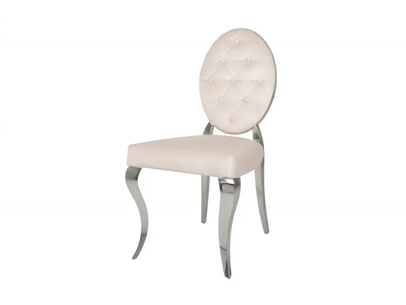 Lot de 2 Chaises style baroque de salle à manger en velours coloris beige