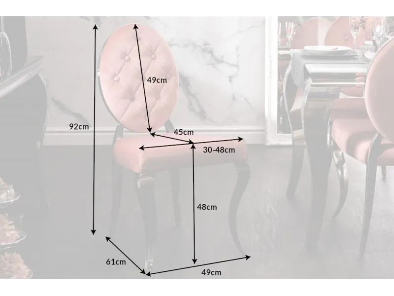 Lot de 2 Chaises style baroque de salle à manger en velours coloris beige