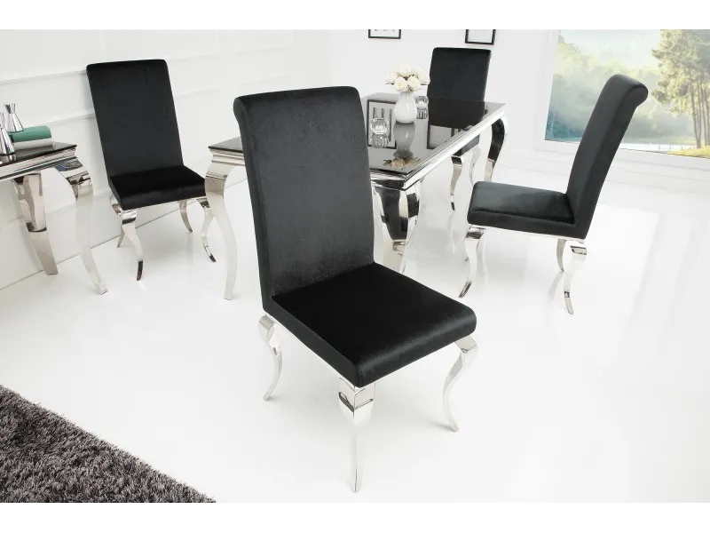 Lot de 2 Chaises de salle à manger design baroque coloris noir