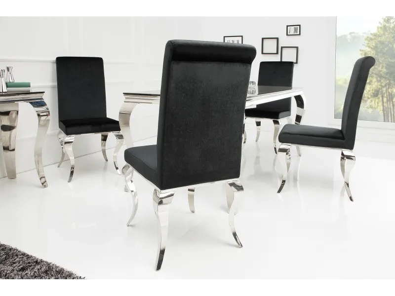 Lot de 2 Chaises de salle à manger design baroque coloris noir