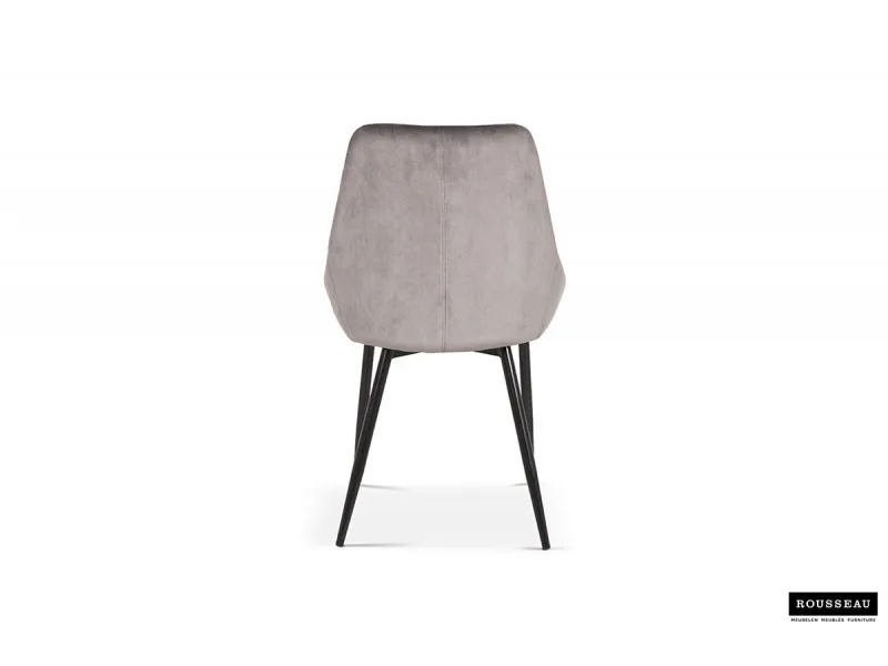 Lot de 2 Chaises de salle à manger en velours coloris gris