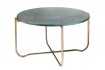 Table basse design en marbre coloris vert avec piétement en métal doré