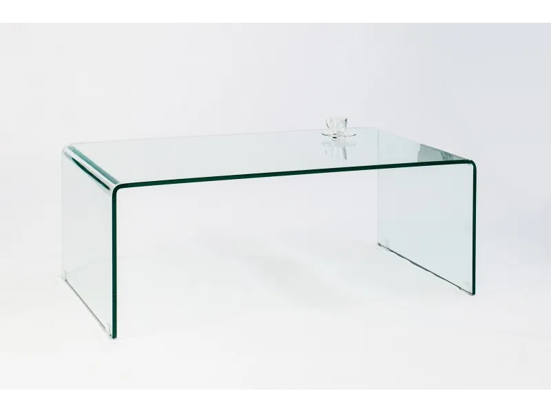 Table basse 110 cm design en verre trempé coloris transparent