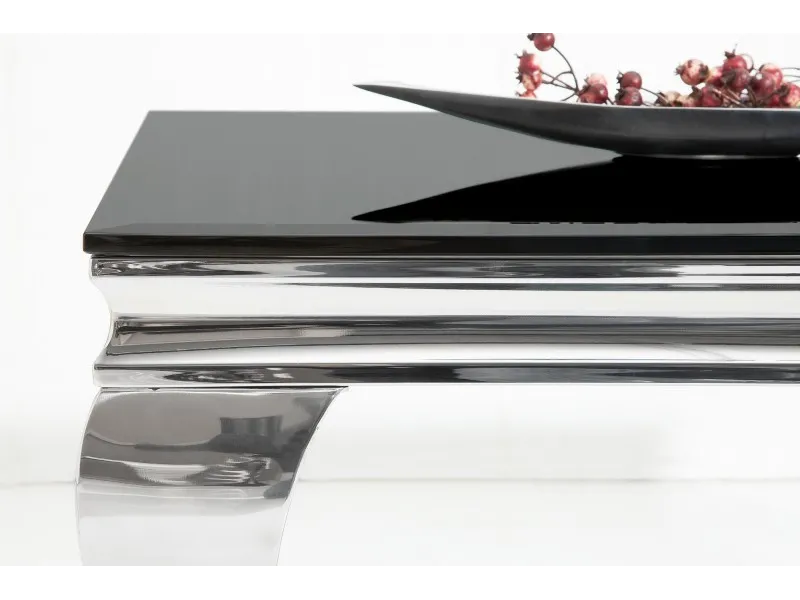 Table basse noir/argenté de style baroque 100 cm