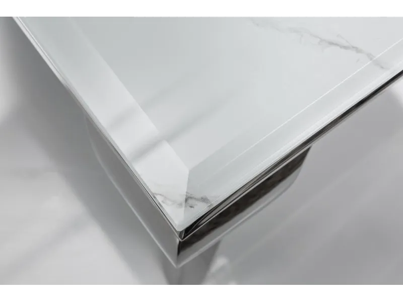 Table basse marbre argenté de style baroque 100 cm