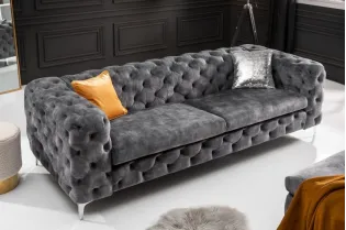 Canapé design BAROQUE 240cm velours gris foncé