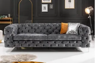Canapé design BAROQUE 240cm velours gris foncé 2