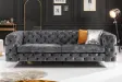 Canapé design BAROQUE 240cm velours gris foncé