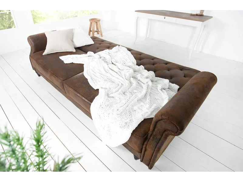 Canapé convertible en lit 220cm en microfibre marron antique