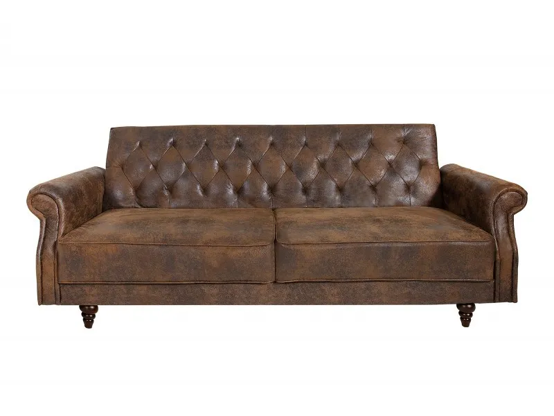 Canapé convertible en lit 220cm en microfibre marron antique
