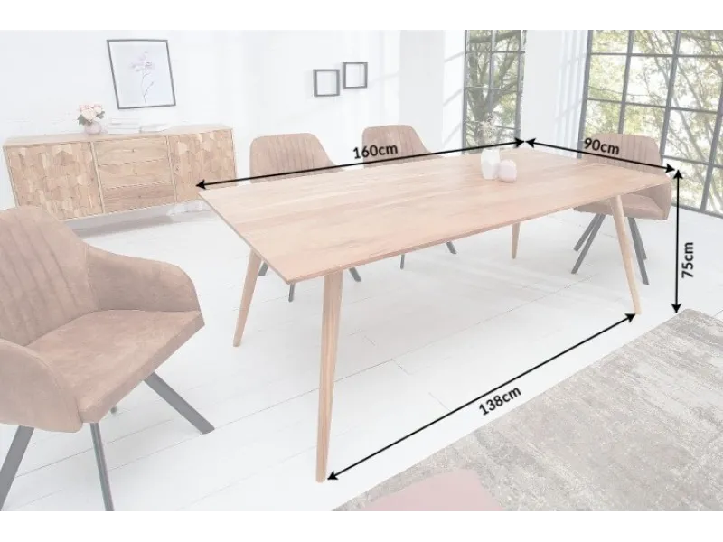Table à manger design scandinave de 160cm coloris naturel en bois massif