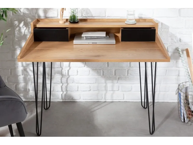 Bureau de 110 cm moderne avec rangement en aspect chêne