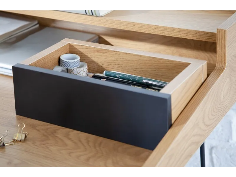 Bureau de 110 cm moderne avec rangement en aspect chêne