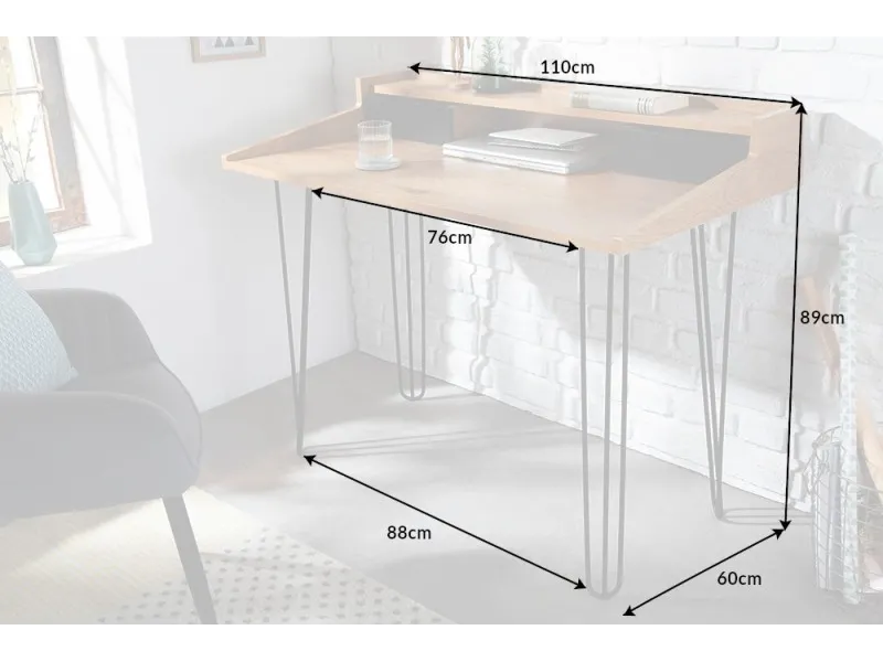 Bureau de 110 cm moderne avec rangement en aspect chêne